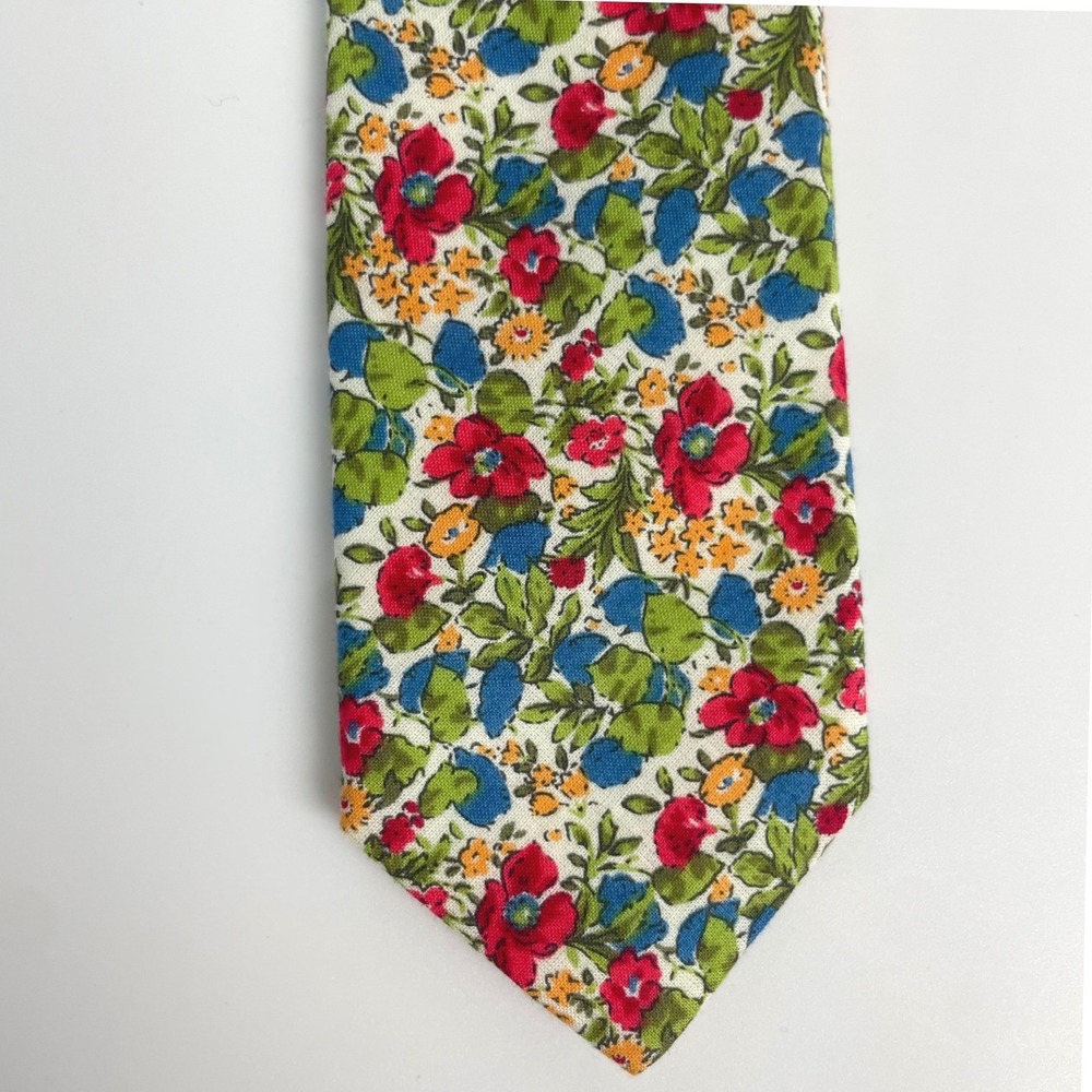 Penguin Floral Tie Skinny White Spring Summer Bright Cotton Men Necktie Colorful